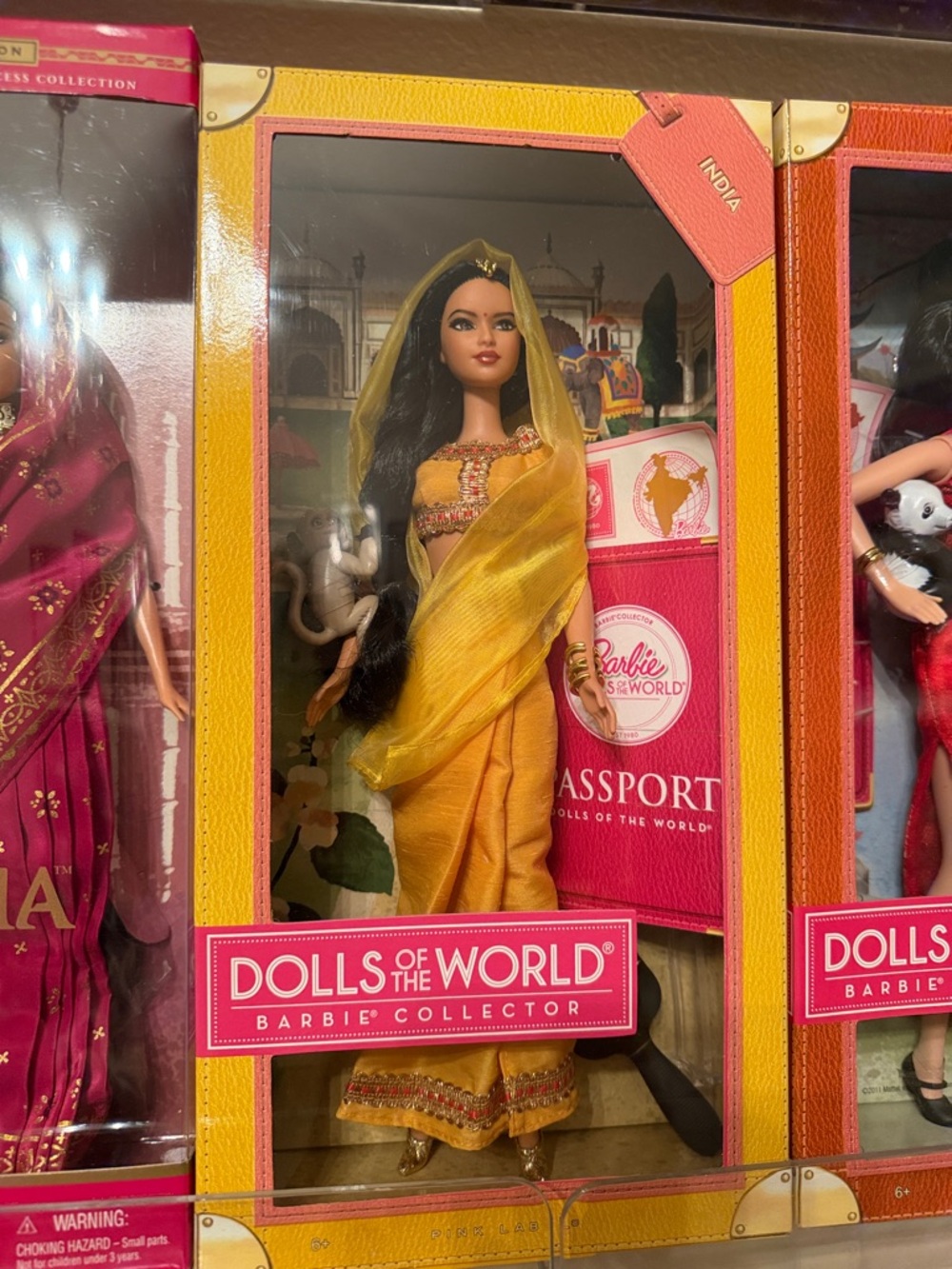 Barbie Dolls of the World India Barbie Passport in Yellow Sari Pink  Label NRFB